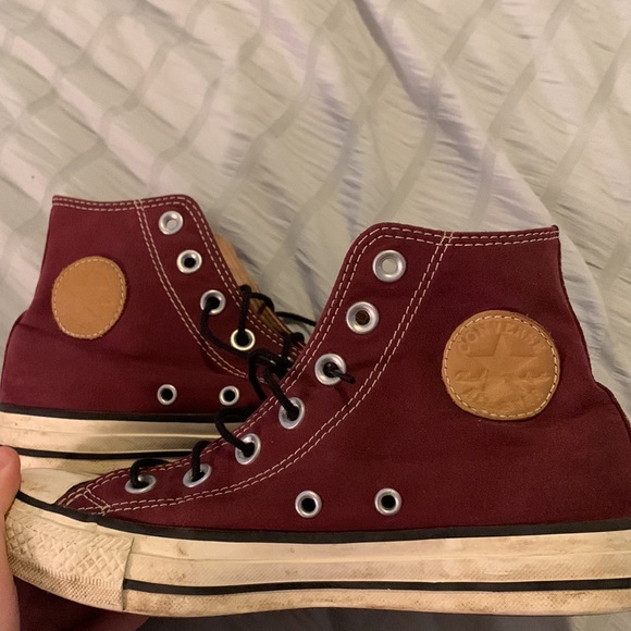 converse all star suede burgundy high top sneaker shoe size 6 womens - Picture 4 of 6